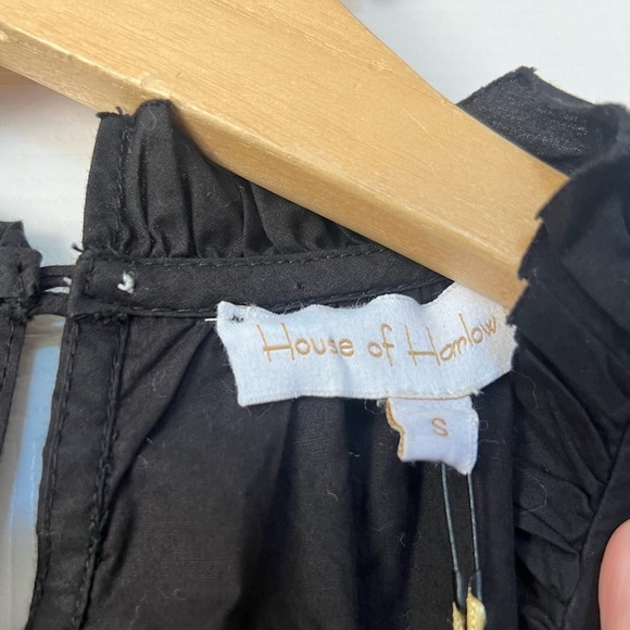 NWT House of Harlow Black Flutter Sleeve Tiered A-Line Babydoll Mini Dress Small - Picture 5 of 6